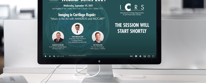 Bildschirm mit Webinar Imaging in Cartilage Repair