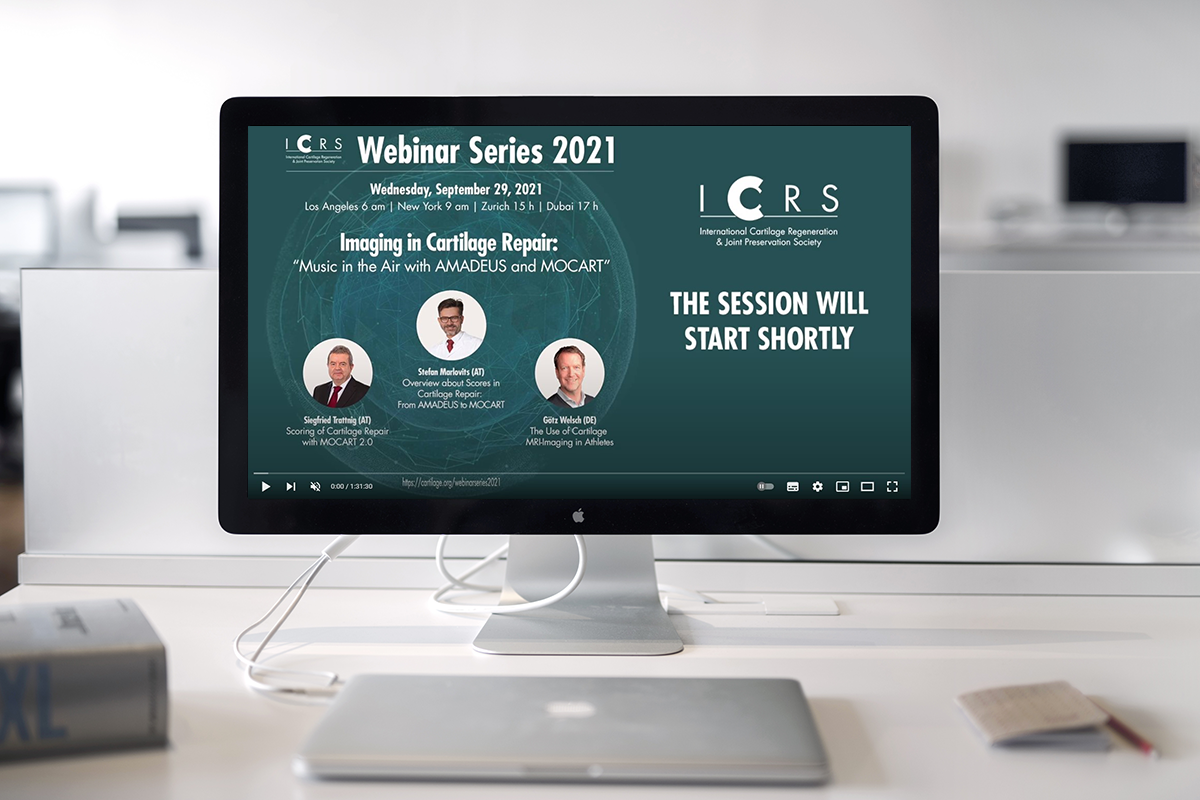 Bildschirm mit Webinar Imaging in Cartilage Repair