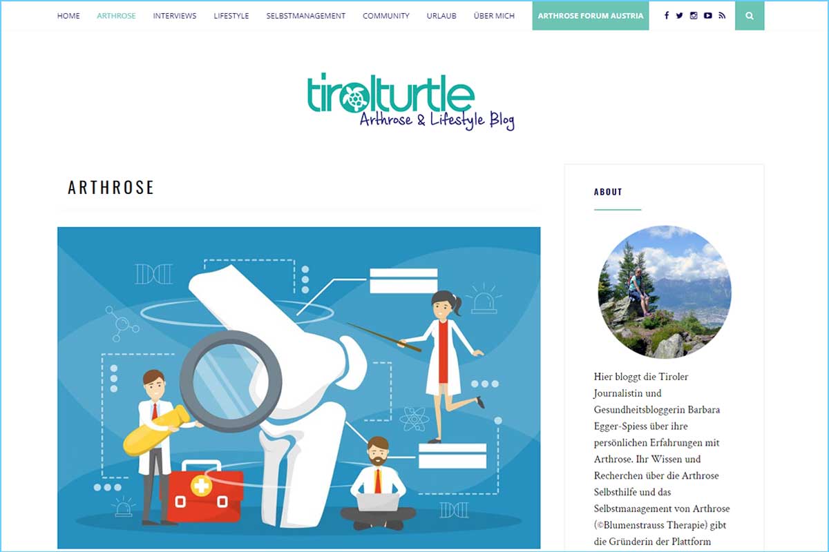 Screenshot des Arthrose-Blogs tirolturtle.at